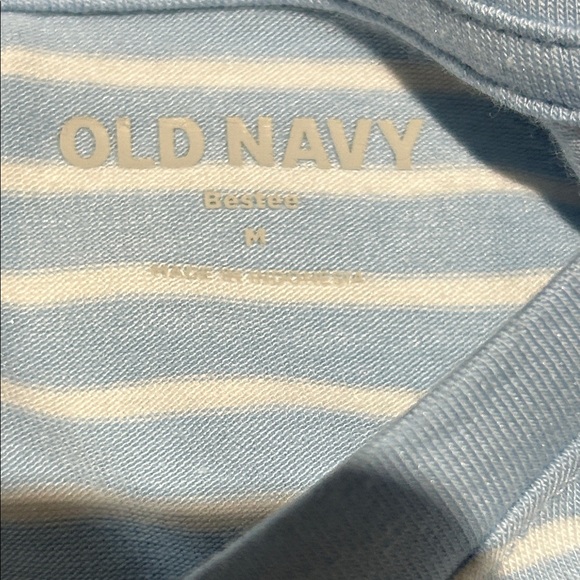 Old Navy Light Blue and White Striped Tee - Picture 2 of 5